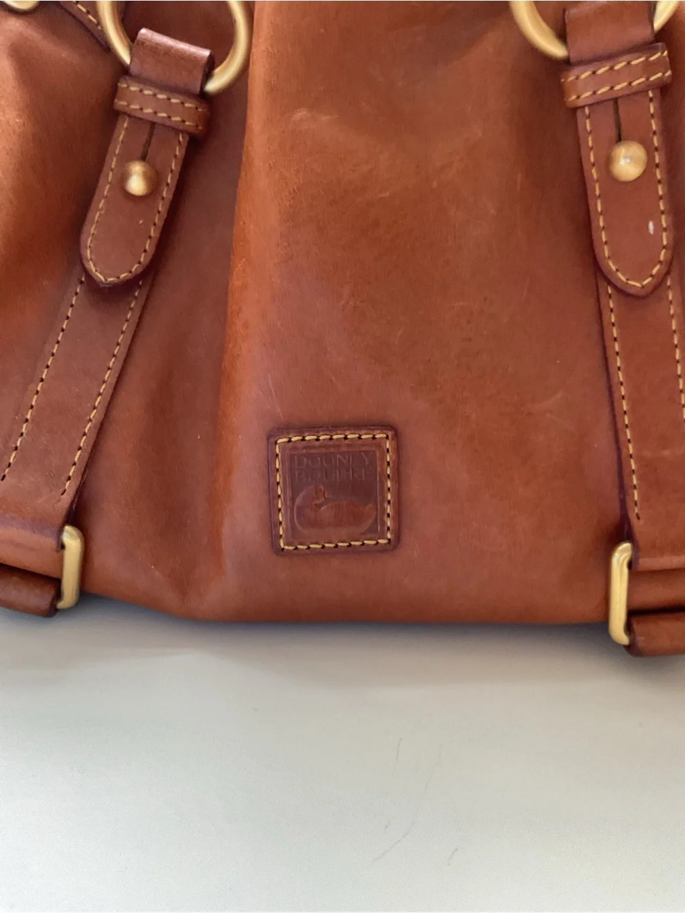 Dooney & Bourke Chestnut Brown Leather Satchel with Tassels - Picture 3 of 9